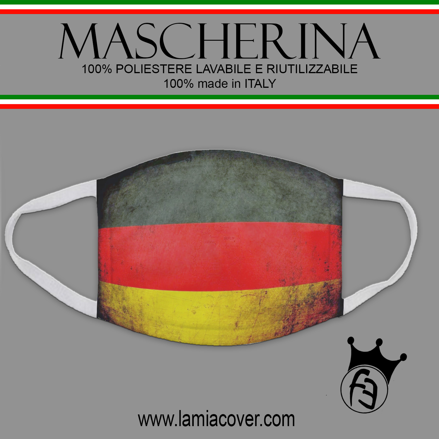 Mascherina Germania Bandiera Beedifferent