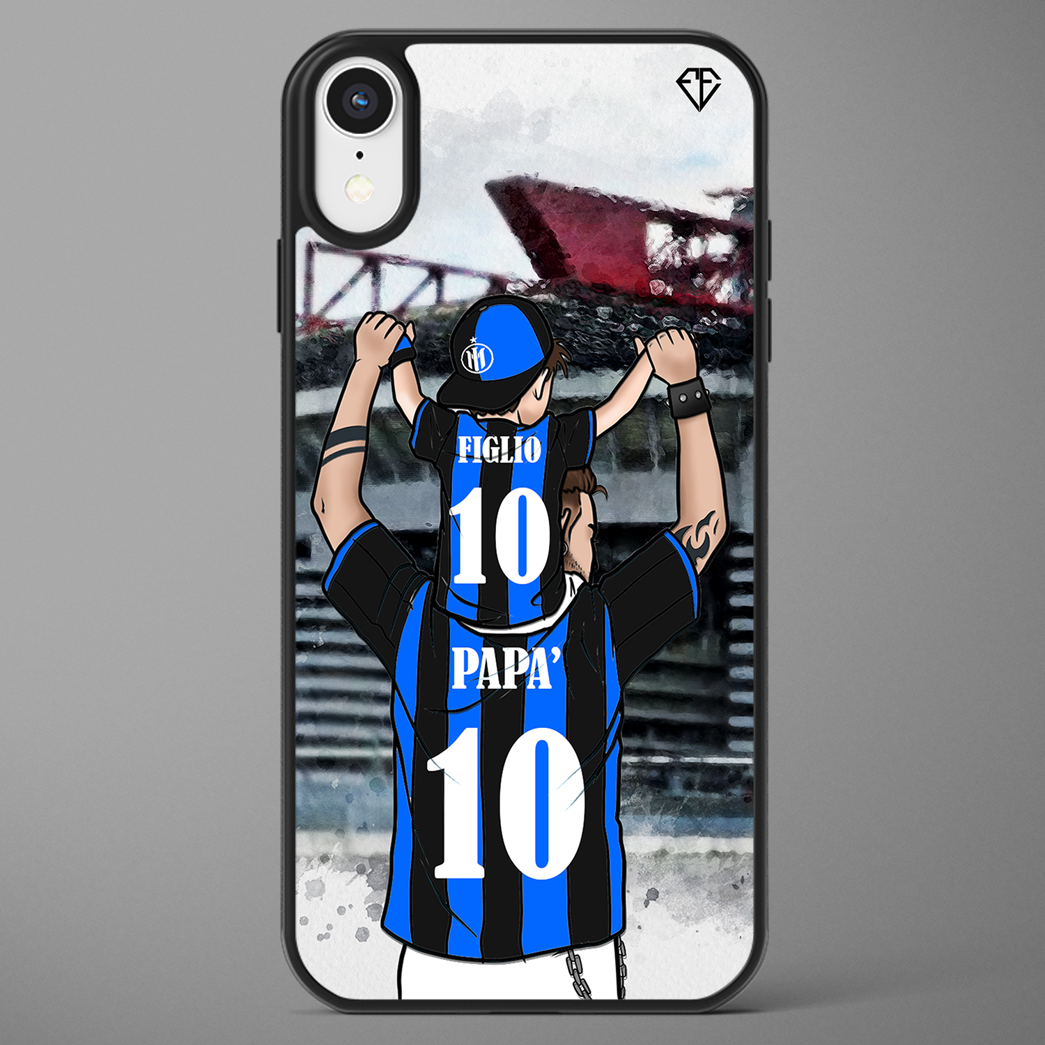 Cover per cellulare tifosi Inter di Padre in figlio con nome e numero