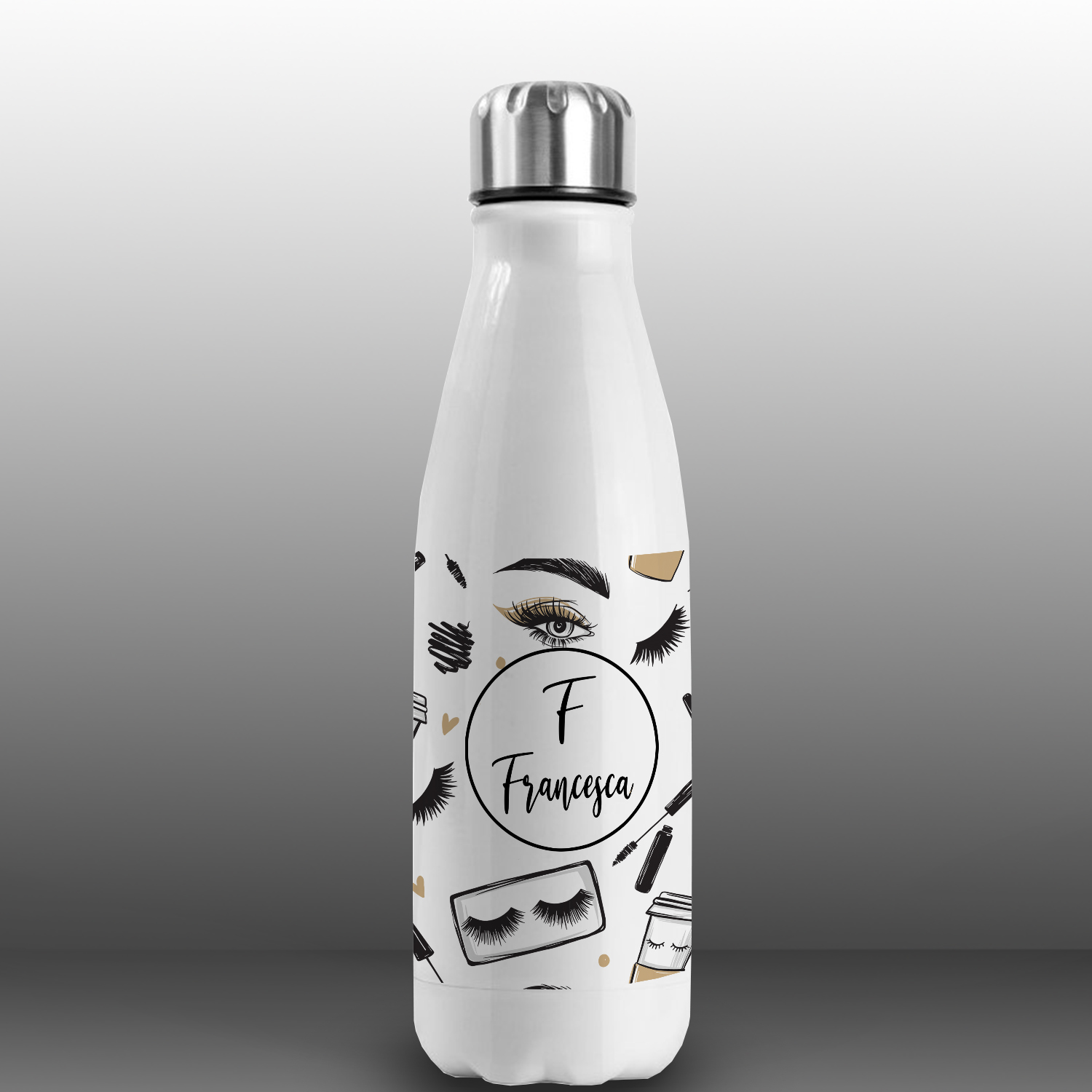 Bottiglia Termica chic Mascara, personalizzata con nome 500 ml 